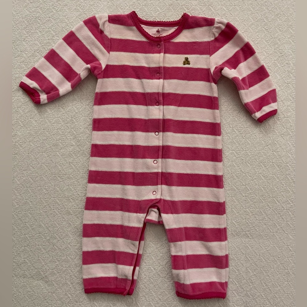 babyGAP Pink Striped Snap Button Romper